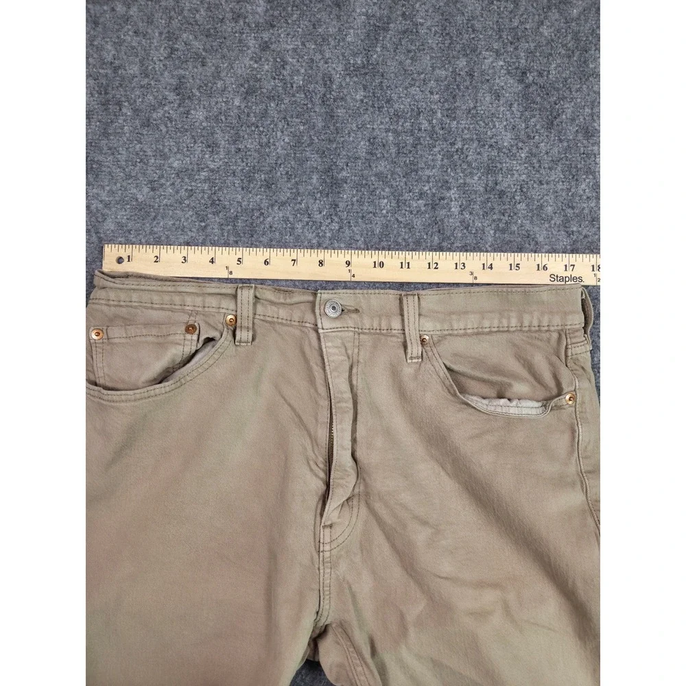 Levi's 505 Shorts Mens 36 Tan Khaki Denim Cut Off Raw Hem Regular Fit